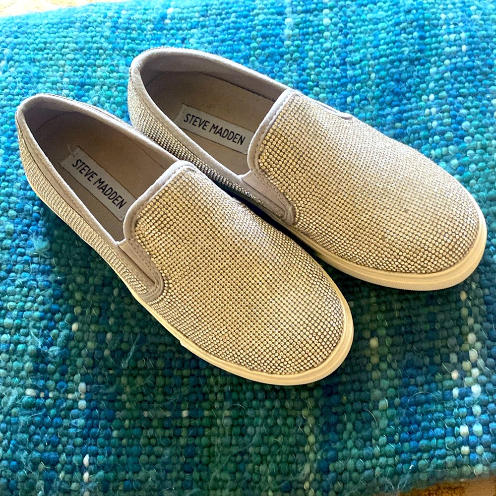 Coulter Steve Madden Loafers Slip On sparkle Shoes 5.5 Gem Stone Jem